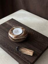 Load image into Gallery viewer, Chocolate Banded Crystal Onyx Tealight Candle Holder #5