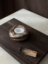 Load image into Gallery viewer, Chocolate Banded Crystal Onyx Tealight Candle Holder #5