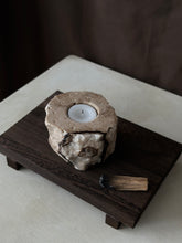 Load image into Gallery viewer, Chocolate Banded Crystal Raw Cut Onyx Tealight Candle Holder #6
