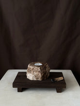 Load image into Gallery viewer, Chocolate Banded Crystal Raw Cut Onyx Tealight Candle Holder #3