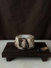 Load image into Gallery viewer, Chocolate Banded Crystal Raw Cut Onyx Tealight Candle Holder #2