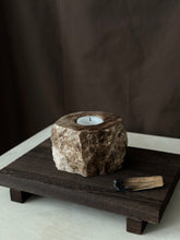 Load image into Gallery viewer, Chocolate Banded Crystal Raw Cut Onyx Tealight Candle Holder #3