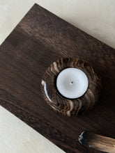 Load image into Gallery viewer, Chocolate Banded Crystal Onyx Tealight Candle Holder #3