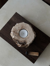 Load image into Gallery viewer, Chocolate Banded Crystal Raw Cut Onyx Tealight Candle Holder #1