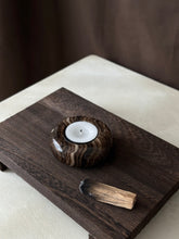 Load image into Gallery viewer, Chocolate Banded Crystal Onyx Tealight Candle Holder #3