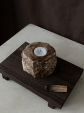Load image into Gallery viewer, Chocolate Banded Crystal Raw Cut Onyx Tealight Candle Holder #3