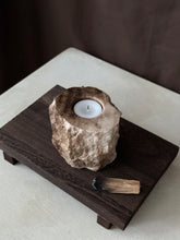 Load image into Gallery viewer, Chocolate Banded Crystal Raw Cut Onyx Tealight Candle Holder #4