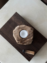 Load image into Gallery viewer, Chocolate Banded Crystal Raw Cut Onyx Tealight Candle Holder #3
