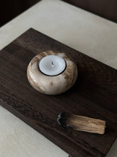 Load image into Gallery viewer, Chocolate Banded Crystal Onyx Tealight Candle Holder #1