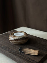 Load image into Gallery viewer, Chocolate Banded Crystal Onyx Tealight Candle Holder #5