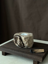 Load image into Gallery viewer, Chocolate Banded Crystal Raw Cut Onyx Tealight Candle Holder #2