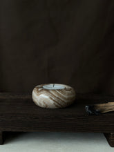 Load image into Gallery viewer, Chocolate Banded Crystal Onyx Tealight Candle Holder #1