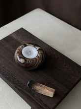 Load image into Gallery viewer, Chocolate Banded Crystal Onyx Tealight Candle Holder #4