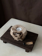 Load image into Gallery viewer, Chocolate Banded Crystal Raw Cut Onyx Tealight Candle Holder #1