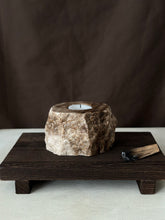 Load image into Gallery viewer, Chocolate Banded Crystal Raw Cut Onyx Tealight Candle Holder #3