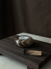 Load image into Gallery viewer, Chocolate Banded Crystal Onyx Tealight Candle Holder #2