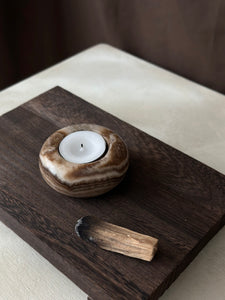 Chocolate Banded Crystal Onyx Tealight Candle Holder #5