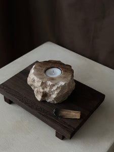 Chocolate Banded Crystal Raw Cut Onyx Tealight Candle Holder #5