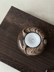 Chocolate Banded Crystal Onyx Tealight Candle Holder #4