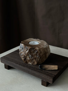 Chocolate Banded Crystal Raw Cut Onyx Tealight Candle Holder #5