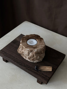 Chocolate Banded Crystal Raw Cut Onyx Tealight Candle Holder #3