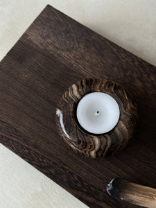 Chocolate Banded Crystal Onyx Tealight Candle Holder #3