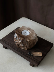 Chocolate Banded Crystal Raw Cut Onyx Tealight Candle Holder #5