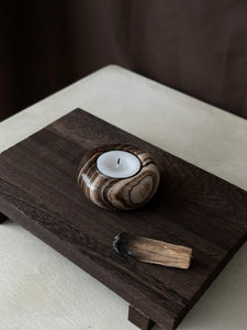 Chocolate Banded Crystal Onyx Tealight Candle Holder #2
