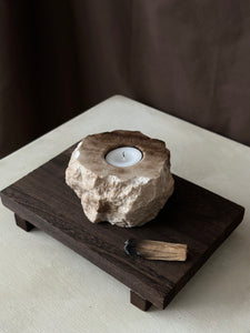 Chocolate Banded Crystal Raw Cut Onyx Tealight Candle Holder #5