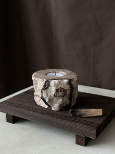 Chocolate Banded Crystal Raw Cut Onyx Tealight Candle Holder #6