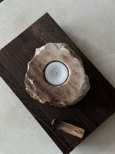 Chocolate Banded Crystal Raw Cut Onyx Tealight Candle Holder #5