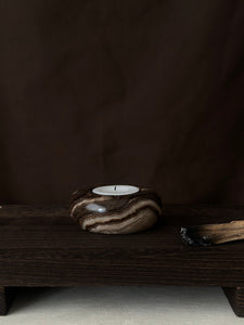 Chocolate Banded Crystal Onyx Tealight Candle Holder #6