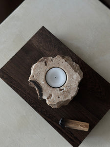 Chocolate Banded Crystal Raw Cut Onyx Tealight Candle Holder #2