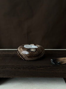 Chocolate Banded Crystal Onyx Tealight Candle Holder #4