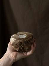 Load image into Gallery viewer, Chocolate Banded Crystal Raw Cut Onyx Tealight Candle Holder #5
