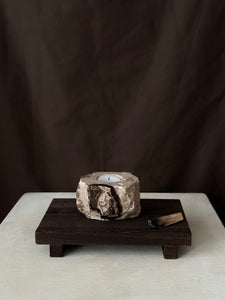 Chocolate Banded Crystal Raw Cut Onyx Tealight Candle Holder #2
