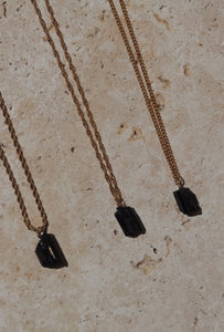 Black Tourmaline Crystal Necklace - Little Quartz Co Crystals