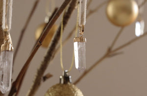 Christmas Ornaments - Clear Quartz Gold Electroplated - Little Quartz Co Crystals