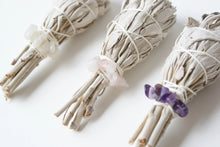 Load image into Gallery viewer, Crystal Wrapped Sage Stick - Little Quartz Co Crystals
