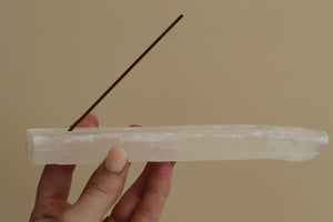 Raw Selenite Incense Holder - Little Quartz Co Crystals