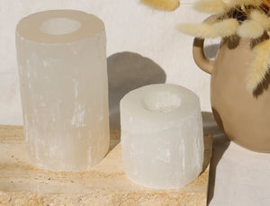 Short Selenite Tealight Candle Holder - Little Quartz Co Crystals