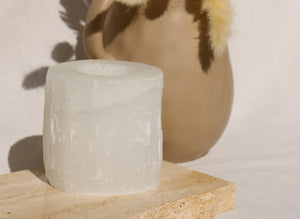 Short Selenite Tealight Candle Holder - Little Quartz Co Crystals
